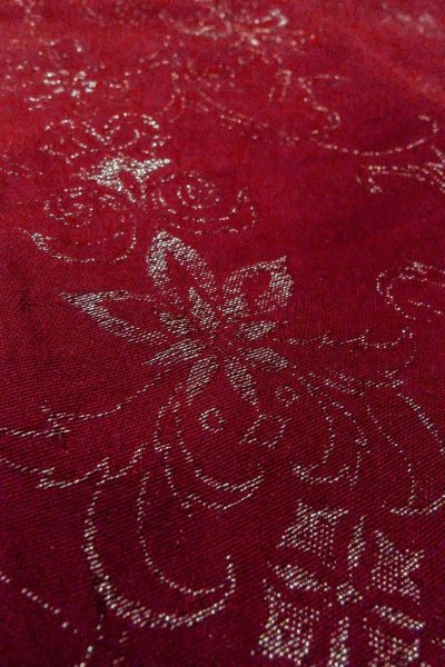 画像10: O0909D 女性用羽織  シルク（正絹） 深い赤色, 花 【中古】【USED】【リサイクル】 ★★★☆☆【O0909D】 (10)