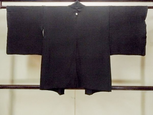 画像2: O0909E 女性用羽織  シルク（正絹） 黒, 縞 【中古】【USED】【リサイクル】 ★★★★☆【O0909E】 (2)