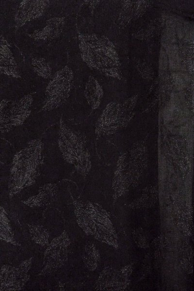 画像3: O0909F 女性用羽織  シルク（正絹） 黒, 葉 【中古】【USED】【リサイクル】 ★★★★☆【O0909F】 (3)