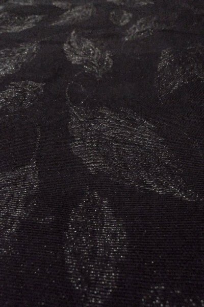 画像9: O0909F 女性用羽織  シルク（正絹） 黒, 葉 【中古】【USED】【リサイクル】 ★★★★☆【O0909F】 (9)