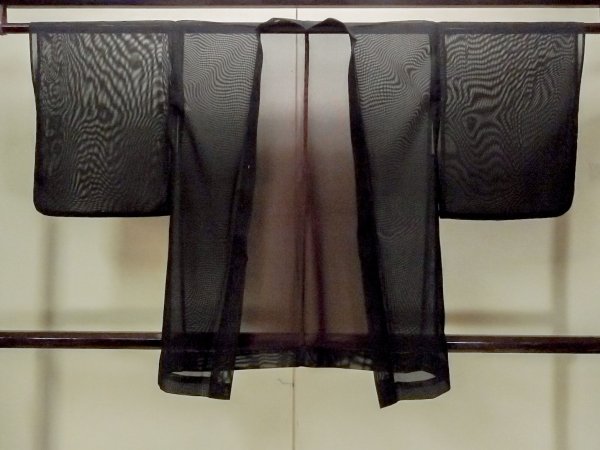 画像1: O0909I 女性用羽織  シルク（正絹） 黒, 草 【中古】【USED】【リサイクル】 ★★★☆☆【O0909I】 (1)