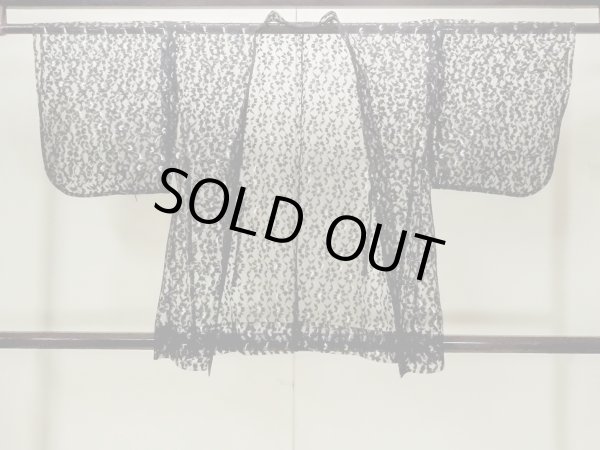 画像1: O0909J 女性用羽織  化繊 黒, 花 【中古】【USED】【リサイクル】 ★★★★☆【O0909J】 (1)