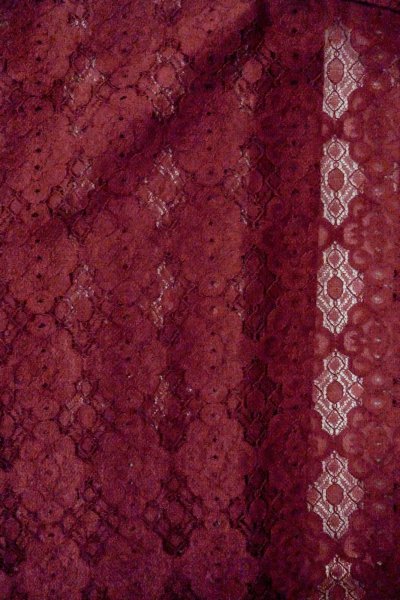 画像3: O0909L 女性用羽織  化繊 深い赤色, 花 【中古】【USED】【リサイクル】 ★★★☆☆【O0909L】 (3)