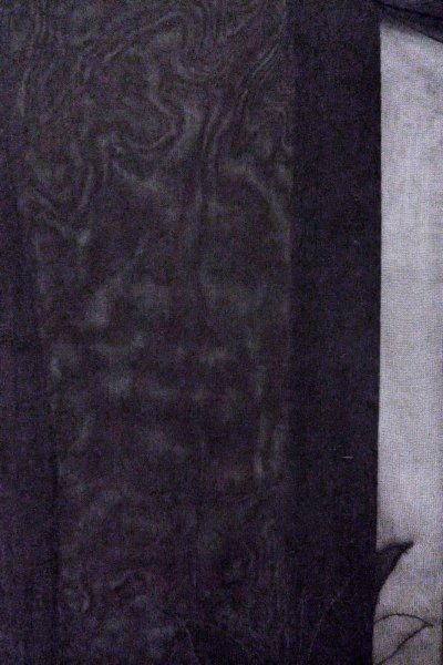 画像3: O0909N 女性用羽織  シルク（正絹） 黒, りんどう 【中古】【USED】【リサイクル】 ★☆☆☆☆【O0909N】 (3)