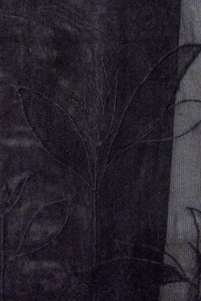 画像5: O0909N 女性用羽織  シルク（正絹） 黒, りんどう 【中古】【USED】【リサイクル】 ★☆☆☆☆【O0909N】 (5)