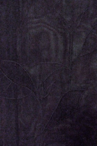 画像6: O0909N 女性用羽織  シルク（正絹） 黒, りんどう 【中古】【USED】【リサイクル】 ★☆☆☆☆【O0909N】 (6)