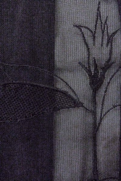 画像7: O0909N 女性用羽織  シルク（正絹） 黒, りんどう 【中古】【USED】【リサイクル】 ★☆☆☆☆【O0909N】 (7)