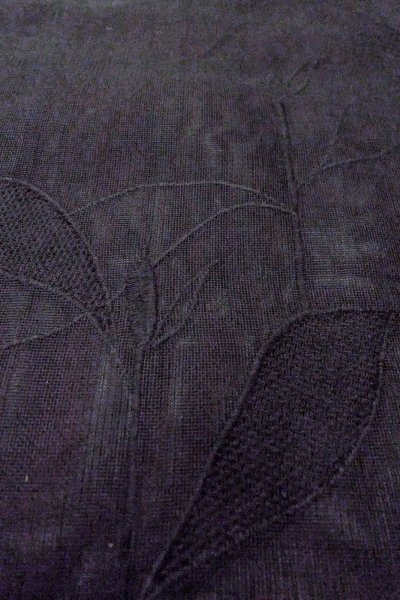 画像9: O0909N 女性用羽織  シルク（正絹） 黒, りんどう 【中古】【USED】【リサイクル】 ★☆☆☆☆【O0909N】 (9)