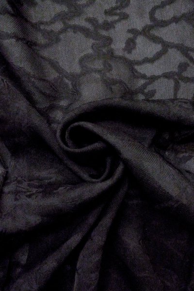 画像12: O0909R 女性用羽織  シルク（正絹） 黒, つた 【中古】【USED】【リサイクル】 ★★★★☆【O0909R】 (12)