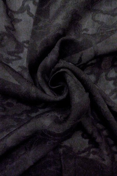 画像13: O0909R 女性用羽織  シルク（正絹） 黒, つた 【中古】【USED】【リサイクル】 ★★★★☆【O0909R】 (13)