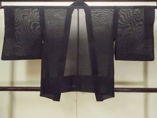 画像2: O0909U 女性用羽織  シルク（正絹） 黒, 流水 【中古】【USED】【リサイクル】 ★★★★☆【O0909U】 (2)