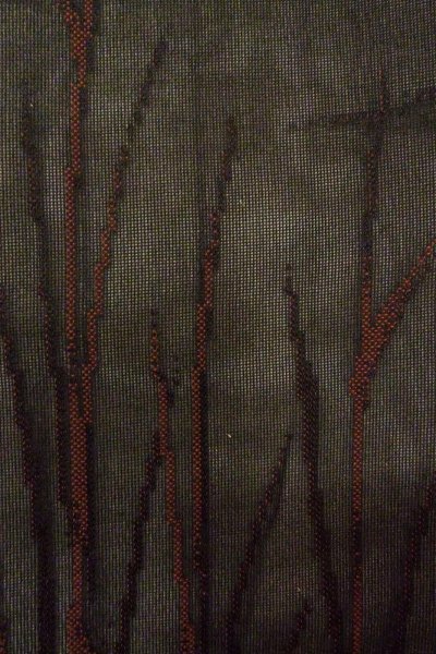 画像4: O0910A 女性用羽織  シルク（正絹） 黒, 草 【中古】【USED】【リサイクル】 ★★★☆☆【O0910A】 (4)