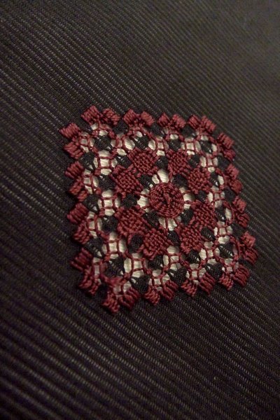 画像8: O0910B 女性用羽織  シルク（正絹） 黒, 幾何学模様 【中古】【USED】【リサイクル】 ★★★★☆【O0910B】 (8)