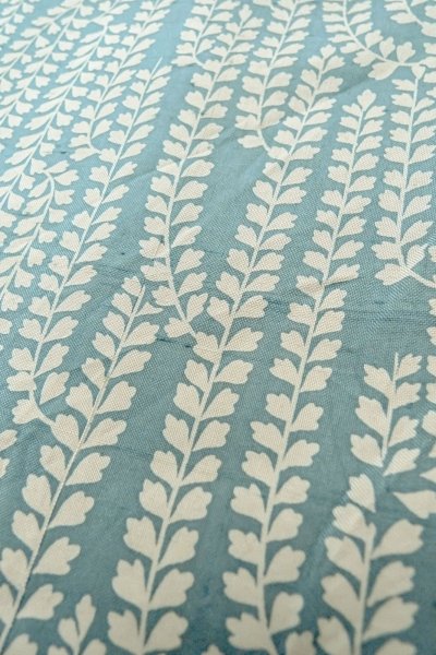 画像8: O1002A 女性用 単衣   シルク（正絹） 灰色がかった水色,  藤 【中古】【USED】【リサイクル】 ★★☆☆☆【O1002A】 (8)