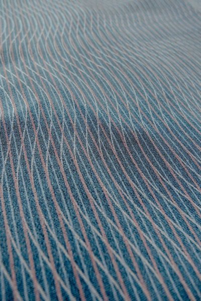 画像10: O1002B 女性用 単衣   シルク（正絹） 灰色がかった青,  縞 【中古】【USED】【リサイクル】 ★★★☆☆【O1002B】 (10)