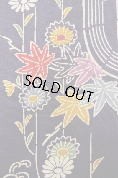 画像6: O1002C 女性用 単衣   シルク（正絹） 藍,  菊 【中古】【USED】【リサイクル】 ★★★☆☆【O1002C】 (6)