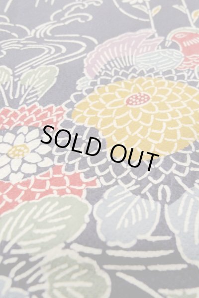 画像9: O1002C 女性用 単衣   シルク（正絹） 藍,  菊 【中古】【USED】【リサイクル】 ★★★☆☆【O1002C】 (9)