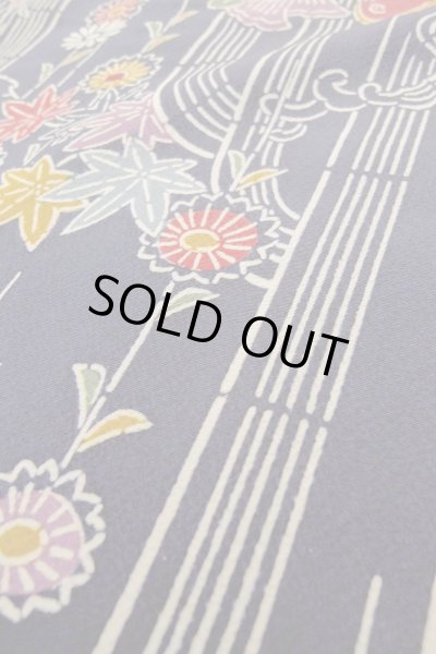 画像10: O1002C 女性用 単衣   シルク（正絹） 藍,  菊 【中古】【USED】【リサイクル】 ★★★☆☆【O1002C】 (10)