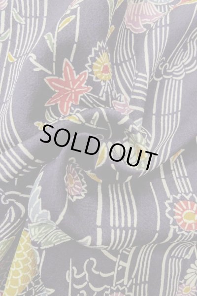 画像11: O1002C 女性用 単衣   シルク（正絹） 藍,  菊 【中古】【USED】【リサイクル】 ★★★☆☆【O1002C】 (11)