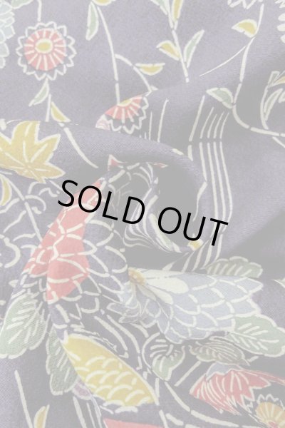 画像12: O1002C 女性用 単衣   シルク（正絹） 藍,  菊 【中古】【USED】【リサイクル】 ★★★☆☆【O1002C】 (12)