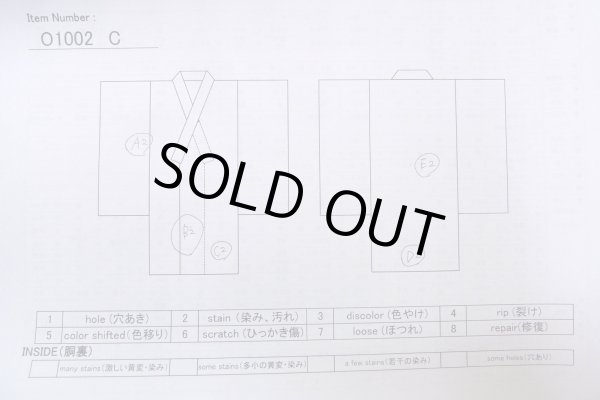 画像13: O1002C 女性用 単衣   シルク（正絹） 藍,  菊 【中古】【USED】【リサイクル】 ★★★☆☆【O1002C】 (13)