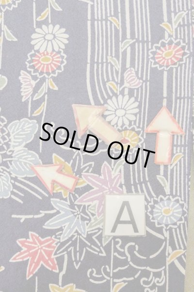 画像14: O1002C 女性用 単衣   シルク（正絹） 藍,  菊 【中古】【USED】【リサイクル】 ★★★☆☆【O1002C】 (14)