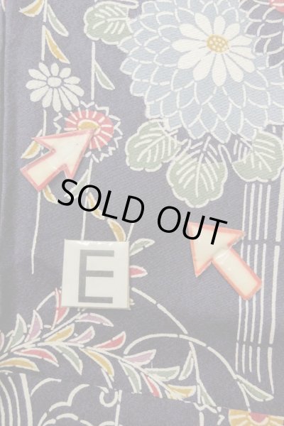 画像18: O1002C 女性用 単衣   シルク（正絹） 藍,  菊 【中古】【USED】【リサイクル】 ★★★☆☆【O1002C】 (18)