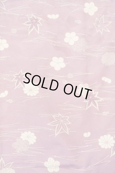 画像4: O1002D 女性用 小紋   化繊 藤色,  菊 【中古】【USED】【リサイクル】 ★★☆☆☆【O1002D】 (4)