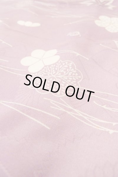 画像8: O1002D 女性用 小紋   化繊 藤色,  菊 【中古】【USED】【リサイクル】 ★★☆☆☆【O1002D】 (8)