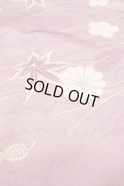画像10: O1002D 女性用 小紋   化繊 藤色,  菊 【中古】【USED】【リサイクル】 ★★☆☆☆【O1002D】 (10)