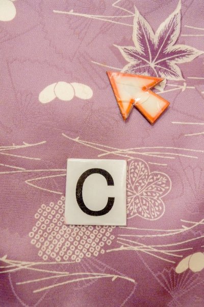 画像16: O1002D 女性用 小紋   化繊 藤色,  菊 【中古】【USED】【リサイクル】 ★★☆☆☆【O1002D】 (16)