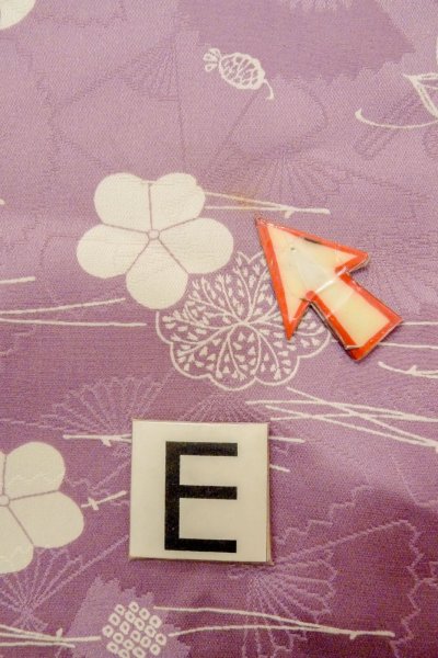 画像18: O1002D 女性用 小紋   化繊 藤色,  菊 【中古】【USED】【リサイクル】 ★★☆☆☆【O1002D】 (18)