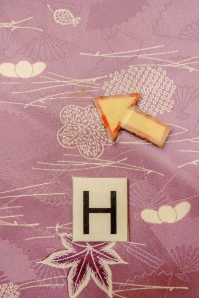 画像21: O1002D 女性用 小紋   化繊 藤色,  菊 【中古】【USED】【リサイクル】 ★★☆☆☆【O1002D】 (21)