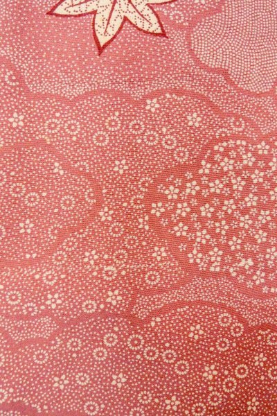 画像6: O1002E 女性用 小紋   シルク（正絹） 深い桃色,  花 【中古】【USED】【リサイクル】 ★★☆☆☆【O1002E】 (6)