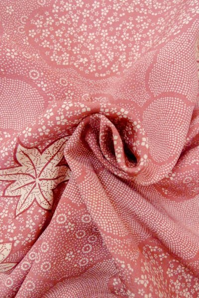 画像11: O1002E 女性用 小紋   シルク（正絹） 深い桃色,  花 【中古】【USED】【リサイクル】 ★★☆☆☆【O1002E】 (11)