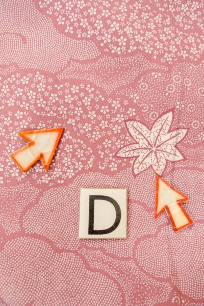 画像17: O1002E 女性用 小紋   シルク（正絹） 深い桃色,  花 【中古】【USED】【リサイクル】 ★★☆☆☆【O1002E】 (17)