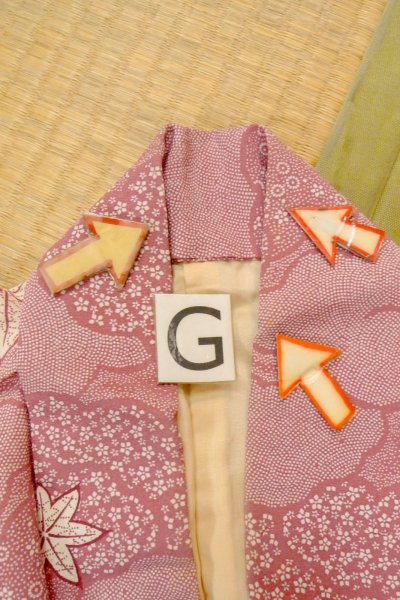 画像20: O1002E 女性用 小紋   シルク（正絹） 深い桃色,  花 【中古】【USED】【リサイクル】 ★★☆☆☆【O1002E】 (20)