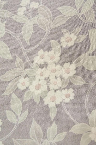 画像7: O1002H 女性用 小紋   シルク（正絹） 淡い灰色がかった藤色,  花 【中古】【USED】【リサイクル】 ★★☆☆☆【O1002H】 (7)