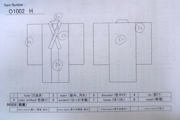 画像13: O1002H 女性用 小紋   シルク（正絹） 淡い灰色がかった藤色,  花 【中古】【USED】【リサイクル】 ★★☆☆☆【O1002H】 (13)