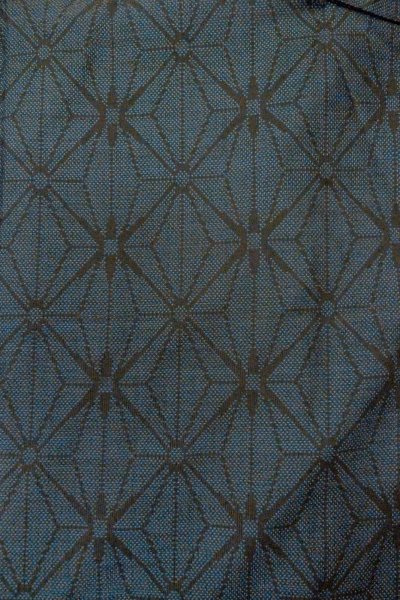 画像4: O1002I 女性用 紬   シルク（正絹） 藍,  麻の葉 【中古】【USED】【リサイクル】 ★★★☆☆【O1002I】 (4)