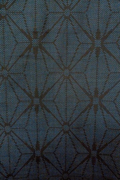 画像6: O1002I 女性用 紬   シルク（正絹） 藍,  麻の葉 【中古】【USED】【リサイクル】 ★★★☆☆【O1002I】 (6)