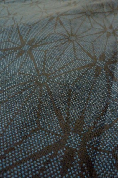 画像9: O1002I 女性用 紬   シルク（正絹） 藍,  麻の葉 【中古】【USED】【リサイクル】 ★★★☆☆【O1002I】 (9)