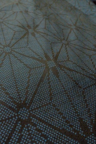 画像11: O1002I 女性用 紬   シルク（正絹） 藍,  麻の葉 【中古】【USED】【リサイクル】 ★★★☆☆【O1002I】 (11)
