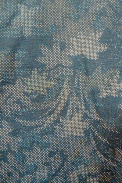 画像6: O1002J 女性用 紬   シルク（正絹） 深い灰色がかった水色,  花 【中古】【USED】【リサイクル】 ★☆☆☆☆【O1002J】 (6)