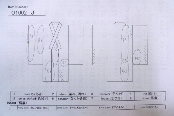 画像13: O1002J 女性用 紬   シルク（正絹） 深い灰色がかった水色,  花 【中古】【USED】【リサイクル】 ★☆☆☆☆【O1002J】 (13)