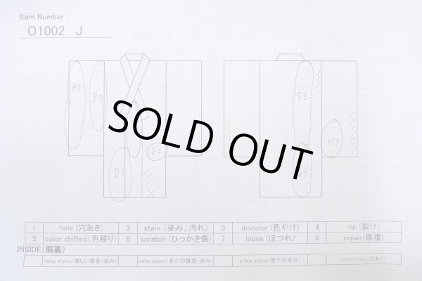 画像13: O1002J 女性用 紬   シルク（正絹） 深い灰色がかった水色,  花 【中古】【USED】【リサイクル】 ★☆☆☆☆【O1002J】 (13)