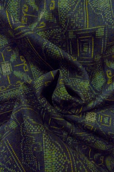 画像12: O1002K 女性用 紬   シルク（正絹） 黒,  更紗 【中古】【USED】【リサイクル】 ★★★★☆【O1002K】 (12)