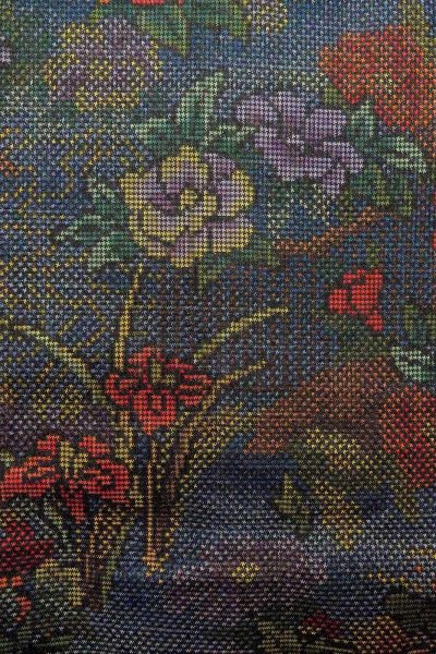 画像7: O1002L 女性用 紬   シルク（正絹） 深いマルチカラー,  ぼたん 【中古】【USED】【リサイクル】 ★★★★☆【O1002L】 (7)