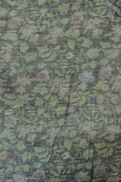 画像3: O1002N 女性用 紬   シルク（正絹） 淡い灰色,  葉 【中古】【USED】【リサイクル】 ★★☆☆☆【O1002N】 (3)