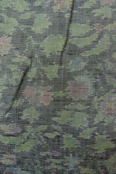 画像6: O1002N 女性用 紬   シルク（正絹） 淡い灰色,  葉 【中古】【USED】【リサイクル】 ★★☆☆☆【O1002N】 (6)